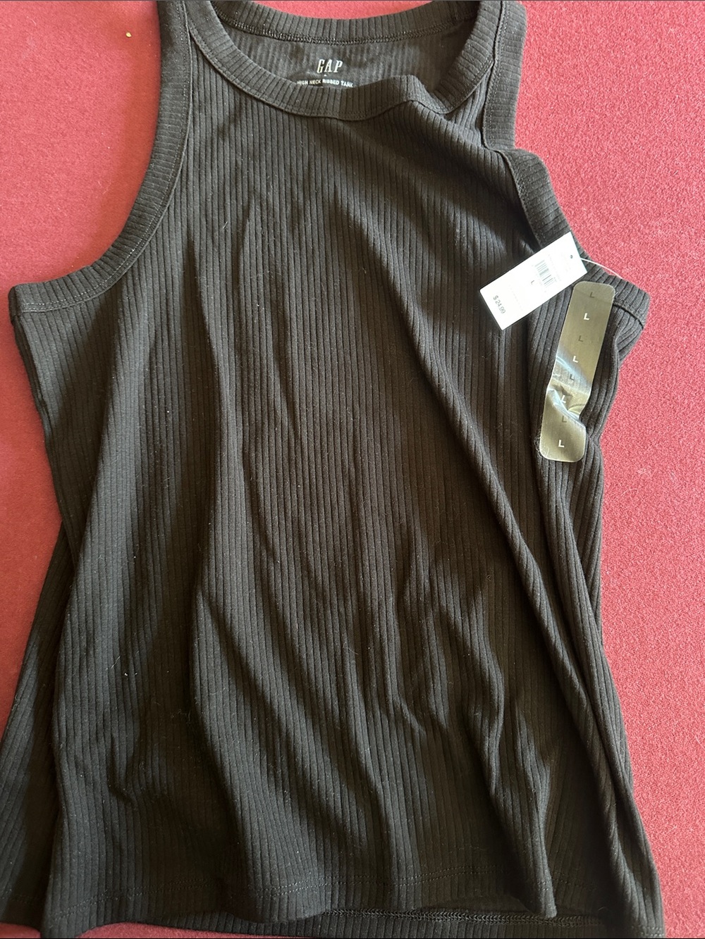 GAP Women's Black Ribbed High-Neck Tank